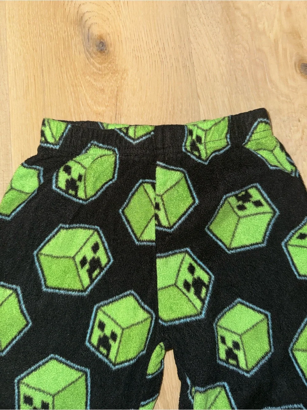 Kids Green Creeper Cube Fleece Pajama Pants